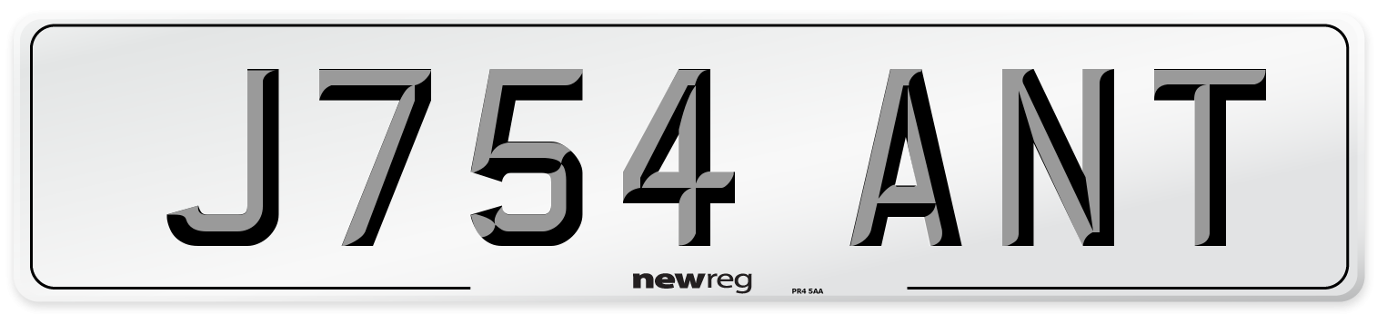 J754 ANT Number Plate from New Reg